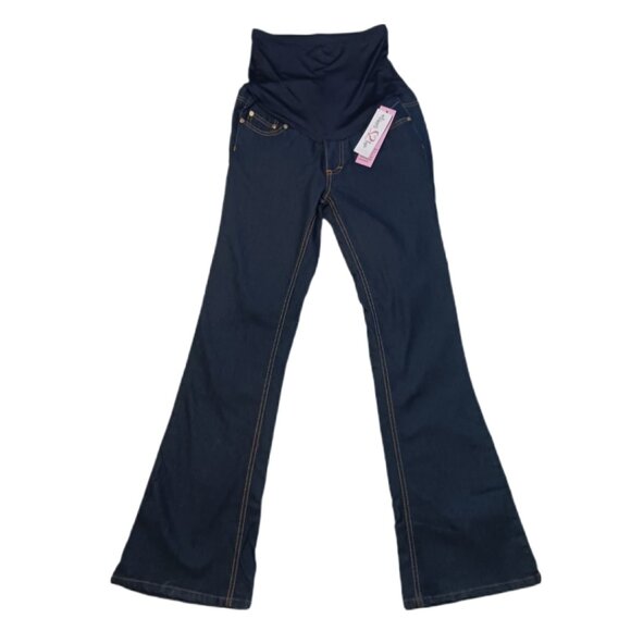Times Two Maternity Jeans Size Small Pull On Stretch Belly Band Blue Jeans - Picture 3 of 7